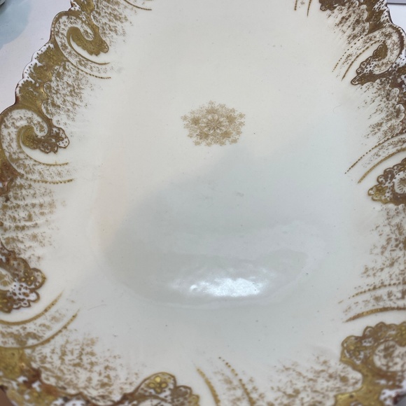 c1900 AK VF LIMOGES A. KLINGENBERG White GOLD ENCRUSTED DISH TRAY BOWL GARLAND - Picture 5 of 13